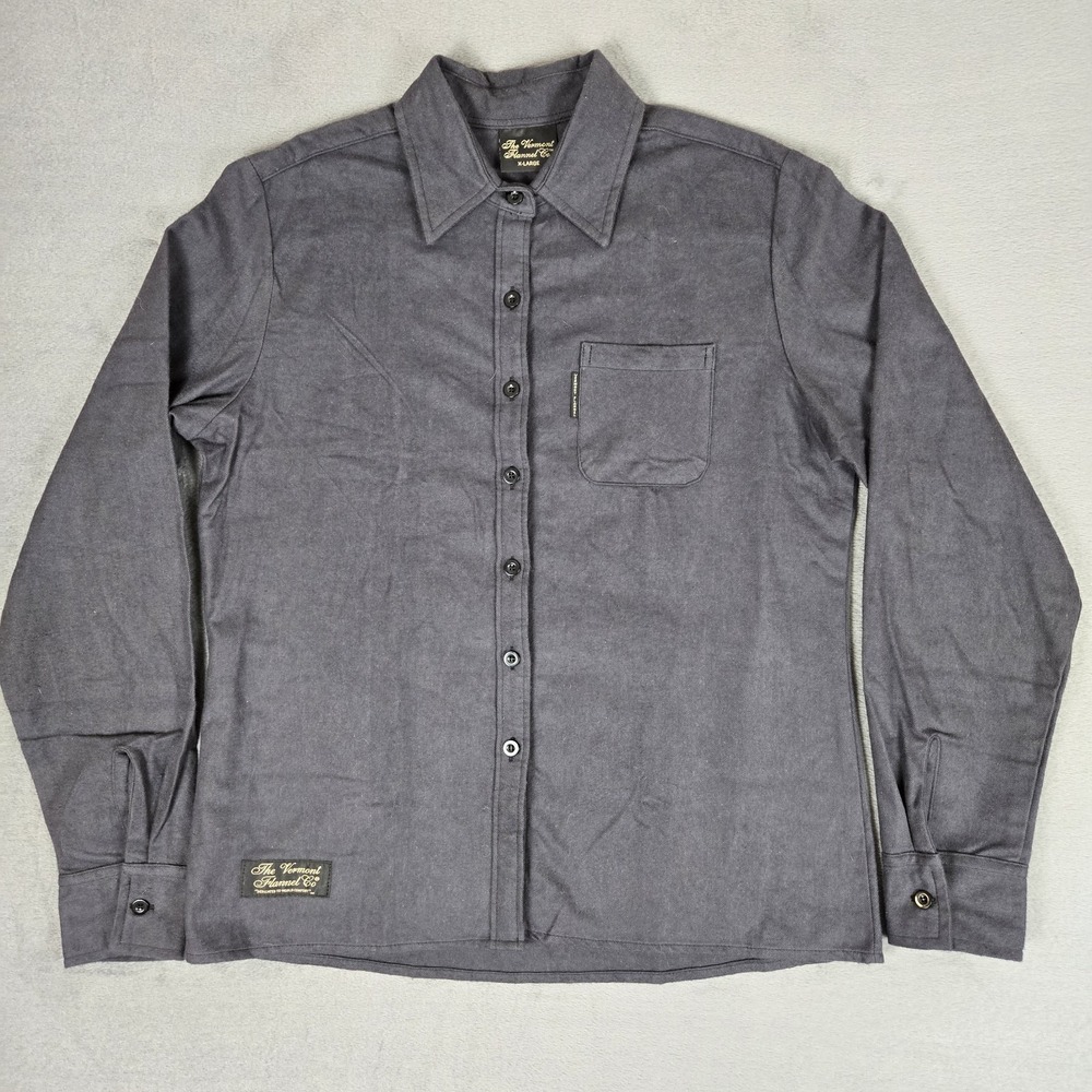 The Vermont Flannel Co Shirt Mens XL Oraganic Cotton Gray Button Up Pocket USA